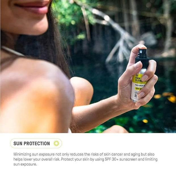 Raw Elements Face + Body Spray SPF 50 All-Natural Mineral Sunscreen - Reef Safe, Water Resistant, Broad Spectrum UVA/UVB P...