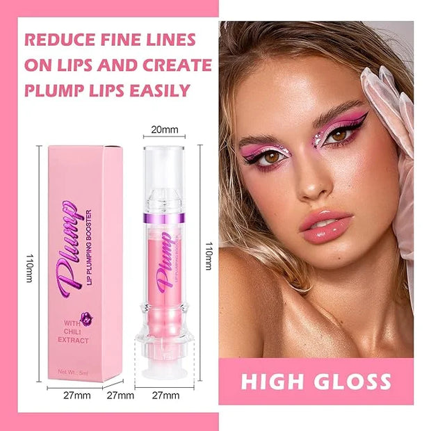 Korean Clear Lip Oil Gloss for Women,Ultra-Hydrating Lip Glow Oil with Chili Extract，Nourishing Lip Oil Tinted,Lip Plumpin...