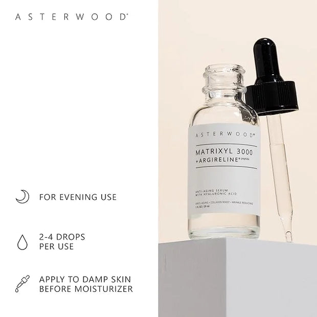Asterwood Matrixyl 3000 with Argireline Serum 1 oz + Hyaluronic Acid Eye Serum - Product Image
