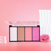 Matte Powder Blush Palette, 4 Colors Face Palette with White Highlighter, Brown Contour, Pink & Rose Pink Blush for Cheeks...