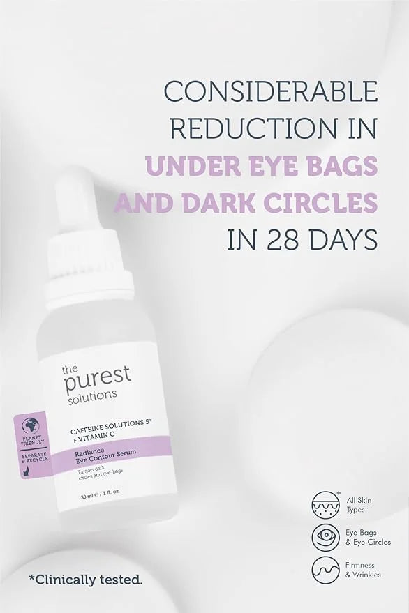 The Purest Solutions Radiance Eye Contour Serum (Caffeine Solutions 5% + Vitamin C) - Bright & Rested Appearance - Skin To...