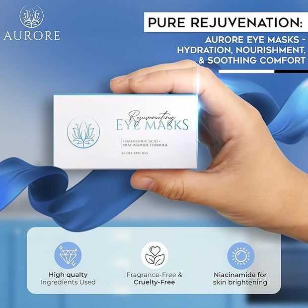 AURORE Under Eye Patches with Hyaluronic Acid, Collagen, Niacinamide - for Puffy Eyes, Dark Circles, Wrinkles, Fine Lines ...