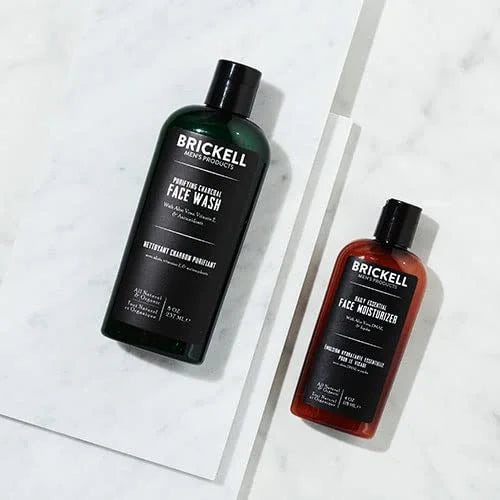 Brickell Men's Daily Essential Face Care Routine II, Purifying Charcoal Face Wash and Daily Essential Face Moisturizer, Na...
