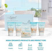1-Shoppe Aqua Organics Amenity Kit | Boxed Hotel Toiletries Bulk Set | 1 oz Shampoo, Conditioner, Lotion, Body Wash & Bar ...