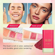 Multi-Use Makeup Blush Stick, 3-in-1 Cream Blush Stick Beauty Tinted Solid Blush Stick for Cheek/Eyes/Lips, Waterproof Moi...