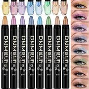 Colorful Shimmer Eye Shadow Stick Glittering Eye Shadow Stick Set with Retractable and Waterproof Eyeshadow Pencil for Lon...