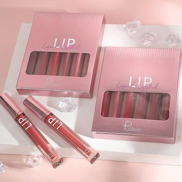 Glitter Lipgloss Set with Gift Box, 6 Colors Glitter