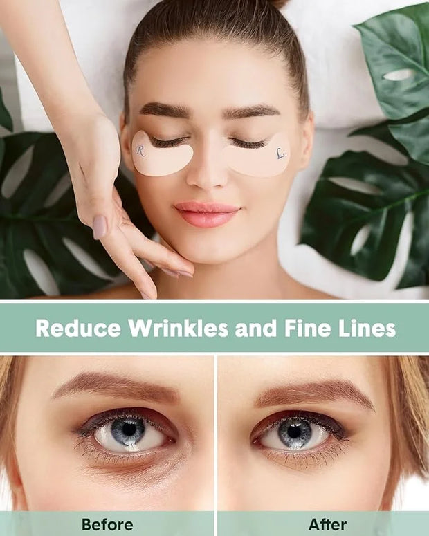Reusable Eye Patches, Silicone Under Eye Patches with Lifting Effect to Reduce Wrinkles and Fine Lines, Pair with Metal Ey...