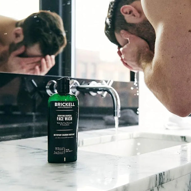 Brickell Men's Daily Essential Face Care Routine II, Purifying Charcoal Face Wash and Daily Essential Face Moisturizer, Na...