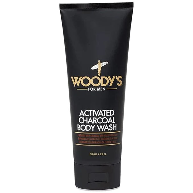 Woody's Activated Charcoal Body Wash for Men - Deep Cleansing, Exfoliating Face & Body Wash, Hydrating Formula with Walnut...