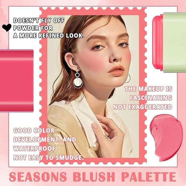 Blush Cream for Cheeks,Face Matte Contour Blush Makeup,Buildable Shimmer Facial Cheek Blusher Shades,Blendable Cosmetic Ma...