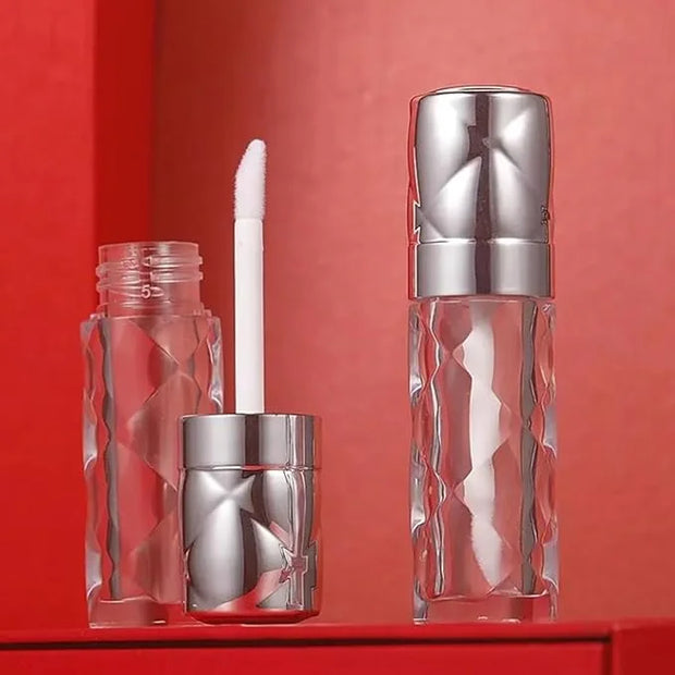 silver Empty lip gloss tubes with wand prismatic Lipgloss tube containers for lip oil packing - Product Image