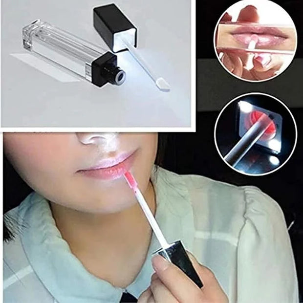 10 Pcs 7.5ml Square Clear Plastic Lip Gloss Tubes Vials with Mirror LED Light Lip Glaze Tube Bottles Empty Refillable Make...