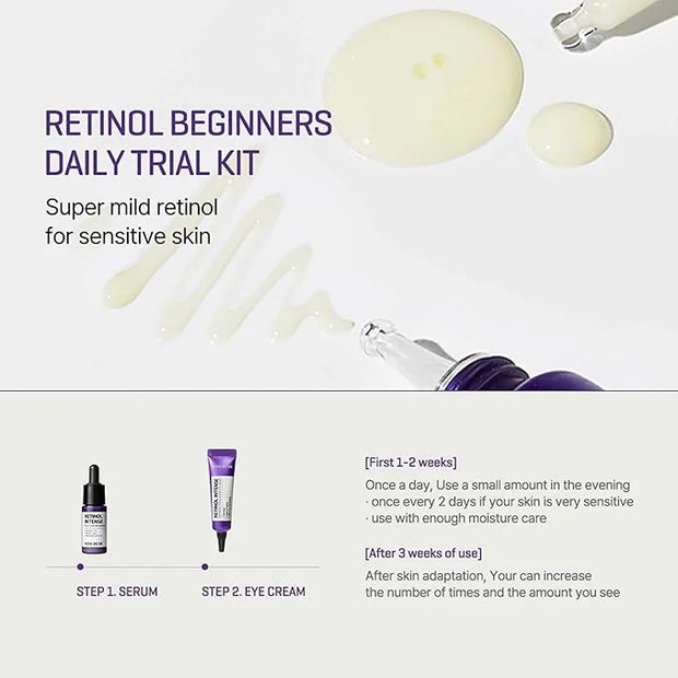 SOME BY MI Retinol Intense Trial Kit - Serum and Eye Cream, 0.33Oz - Mild Korean 0.1% Retinol Face Serum and Eye Cream for...