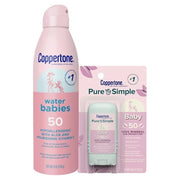 Coppertone WaterBabies Baby Sunscreen Spray SPF 50 (6 Oz) + Pure and Simple Baby Sunscreen Stick SPF 50, Tear Free (0.49 O...