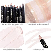 evpct Pearl Shimmer Cream Eye Shadow Brightener Sticks Set for Eyes, Pearl Shimmery Matte Pencil Eye shadow Applicator Sti...