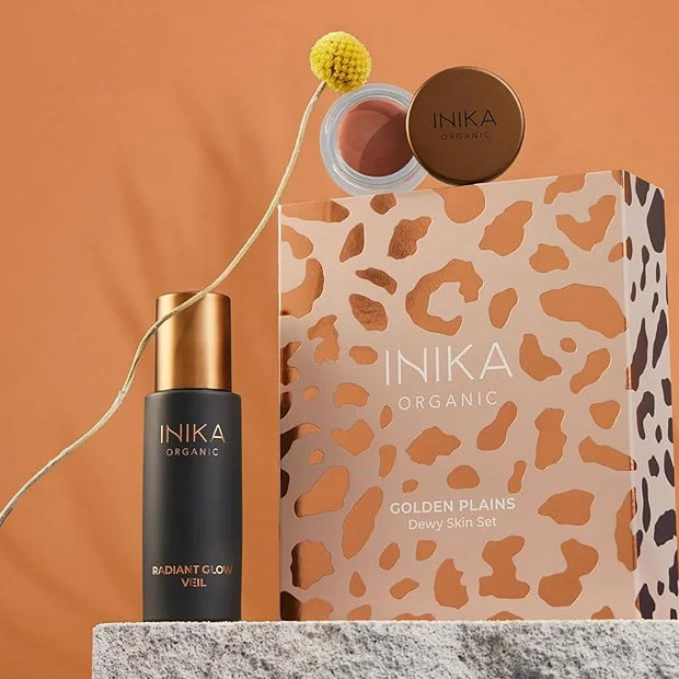 INIKA Organic Golden Plains Dewy Skin Set | Vegan, Natural, Organic Glowing Primer and Lip & Cheek Color For Radiant Skin....