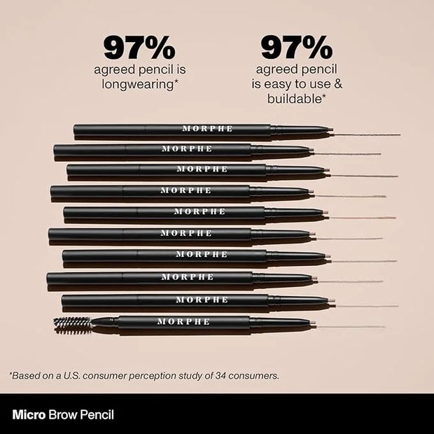 Morphe Micro Dual Eyebrow Pencil - Dual-Ended Brow Pencil Featuring a Retractable, Ultra-Precise, Pointed Tip - Richly Pig...