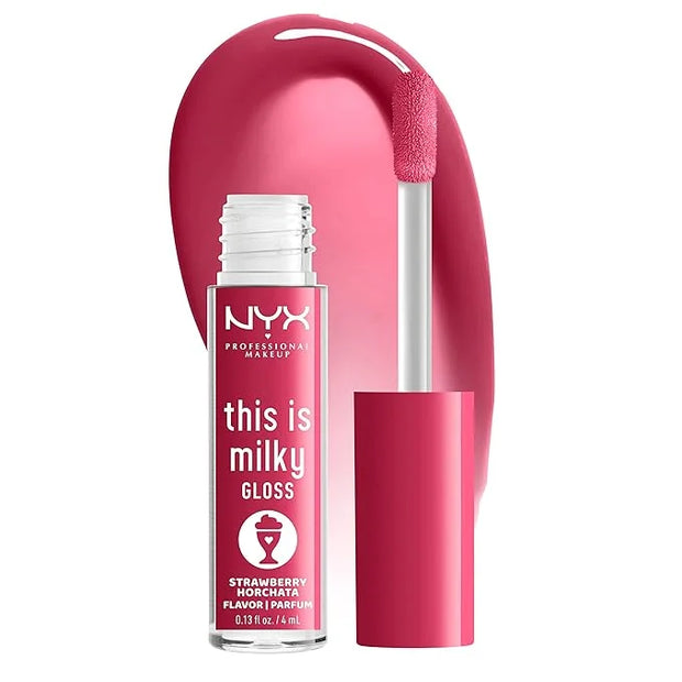NYX PROFESSIONAL MAKEUP This Is Milky Gloss, Lip Gloss with 12 Hour Hydration, Vegan - Strawberry Horchata (Mauve Pink) - ...