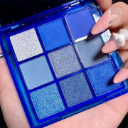 9-Color Glitter Matte Eyeshadow Palette, Silver Grey, Light Blue, Highly Pigmented Waterproof Corpse Bride Makeup for Blue...