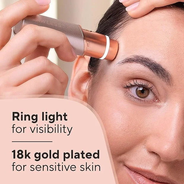 Finishing Touch Flawless Facial Hair Remover for Women, Rose Gold Electric Face Razor with LED Light, Recyclable Packaging...