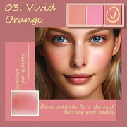 3 Color Matte Pink Blush Palette with Brush, Long Lasting Cheek Makeup, Smooth and Light Blush Powder for Face Beauty - Pr...