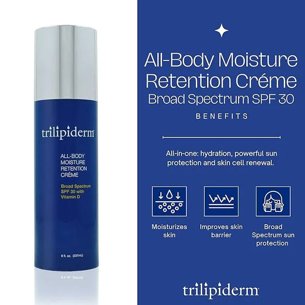 Trilipiderm Moisturizing Sunblock 8oz All Day Hydration for Body and Face, Vitamin D Enriched Broad Spectrum Sunscreen, Tw...