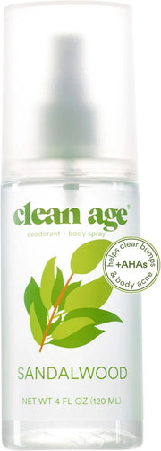 Clean Age- Aluminum Free Deodorant & Body Spray for Whole Body- Sandalwood 4oz- Clean Deodorant and Body Spray for Teen Bo...