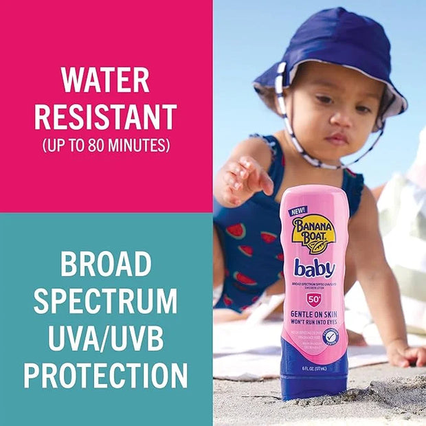 Banana Boat Baby Sunscreen SPF 50, 6oz | SPF 50 Sunscreen for Babies and Toddlers, Beach Essentials, Baby Sunblock, 6oz - ...