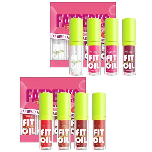 4 Colors Lip Oil Lip Glaze, Hydrating Lip Glow Oil Big Brush Head Shiny Moisturizing Lip Gloss, Long Lasting Non-sticky Fr...
