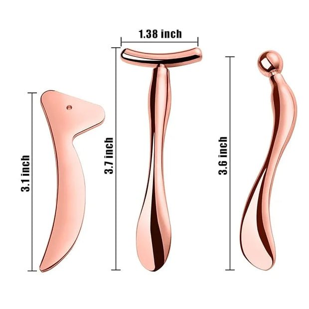 KOIBITO 3 PCAK Cooling Metal Facial Massage Stick, Eye Cream Applicator Wand, Gua Sha Scraping Tool Set, Reduce Puffiness ...