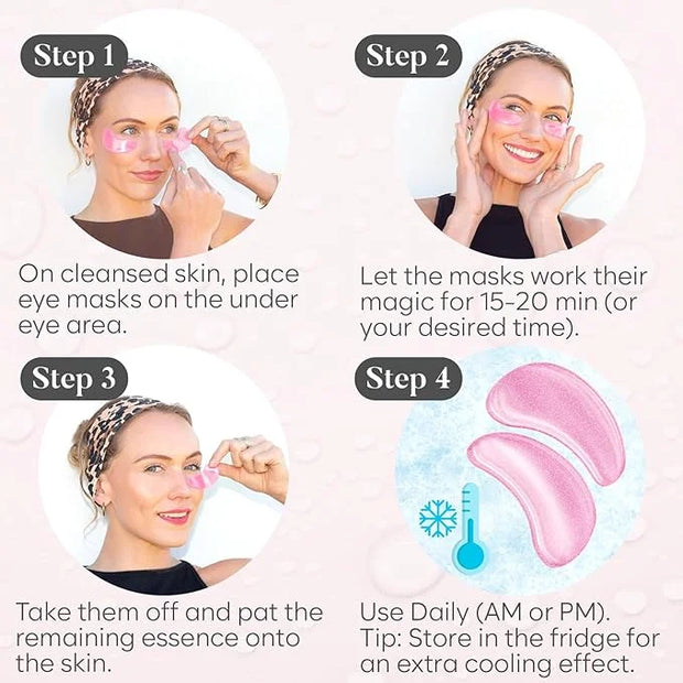 Rose Under Eye Patches (30 Pairs) Under Eye Patches for Dark Circles, Under Eye Patches for Puffy Eyes and Dark Circles, U...