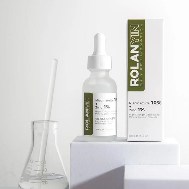 ROLANYIN Niacinamide 10% + Zinc 1% Facial Serum for Oil Control and Pore Minimizing Blemish Treatment Hydrating Soothing A...