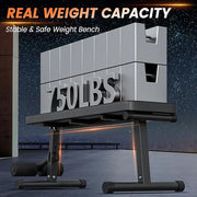 2 In 1 Adjustable Flat Weight Bench - 45.3'' Extended Gym,750LBS Sit 18'' Widened - Product Image