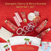 Spa Gifts for Women, Cherry & Berry Spa Gift Set for Teenage Tote Bag, Shower Gel, Hand & Body Lotion, Hitrees Birthday fo...