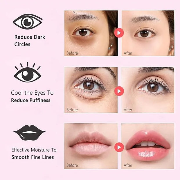 30 Pairs Eye Masks & Lip Masks, Crystal Collagen Under Eye Patches for Puffy Eyes, Moisturizing Lip Mask Pink Lip Pads for...