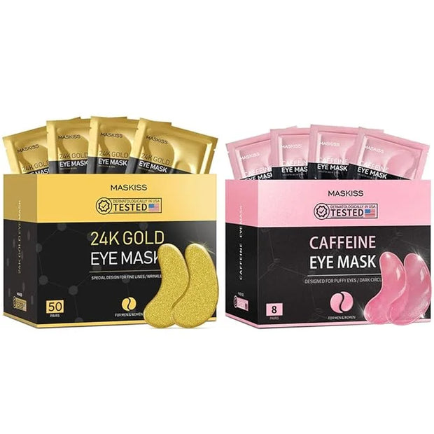 24k Gold Under Eye Patches & Caffeine Eye Masks, Collagen Eye Patches for Dark Circles Undereye Bags Wrinkles and Puffines...