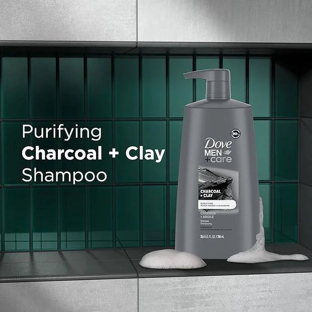 Dove Men+Care Men Shampoo For Healthy-Looking Hair Charcoal + Clay Naturally Derived Plant Based Cleansers 25.4 oz - Produ...