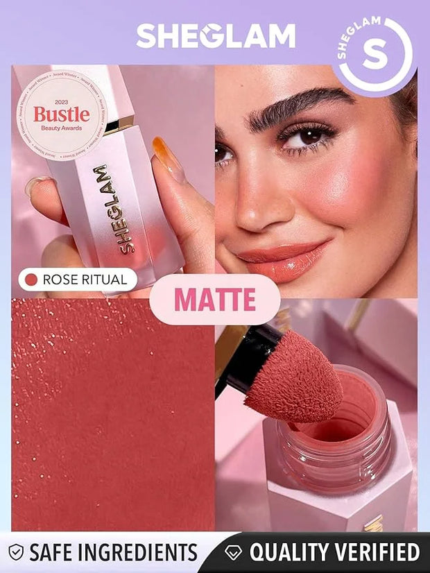 SHEGLAM Color Bloom Liquid Blush Makeup for Cheeks Matte Finish - Rose Ritual - Product Image