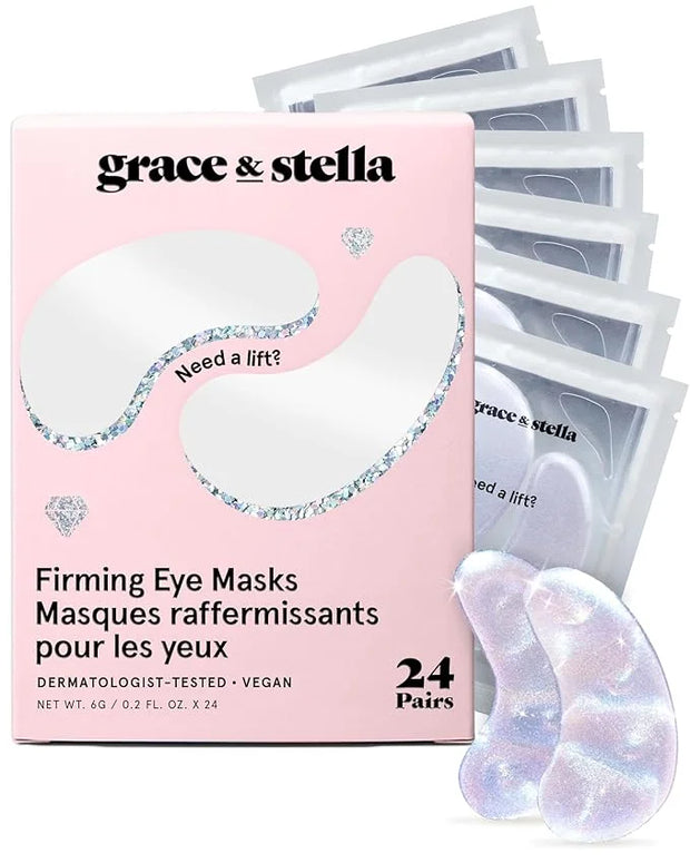 grace & stella Under Eye Patches with Peptides & Rice Extract - Firming Eye Masks for Dark Circles and Puffiness - Iridesc...