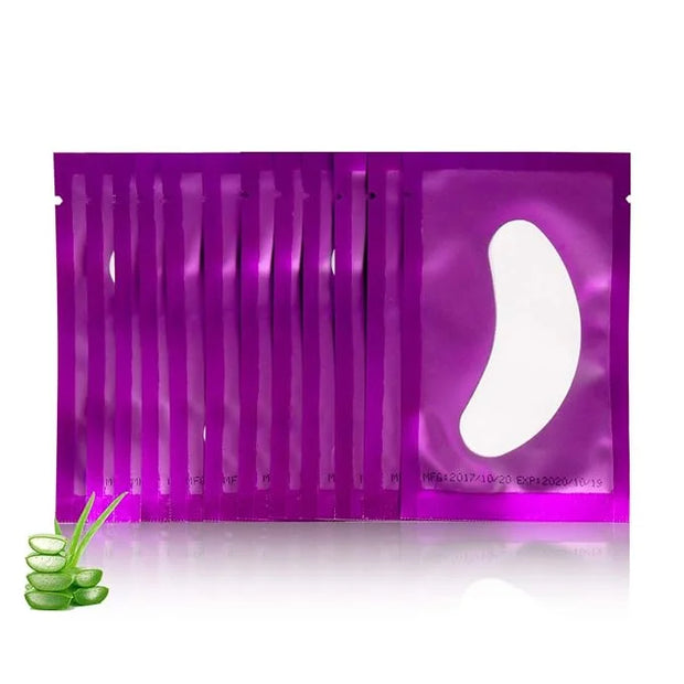 100 Pairs Set Under Eye Pads, Comfy and Cool Under Eye Patches Gel Pad for Eyelash Extensions Eye Mask Beauty Tool (Purple...
