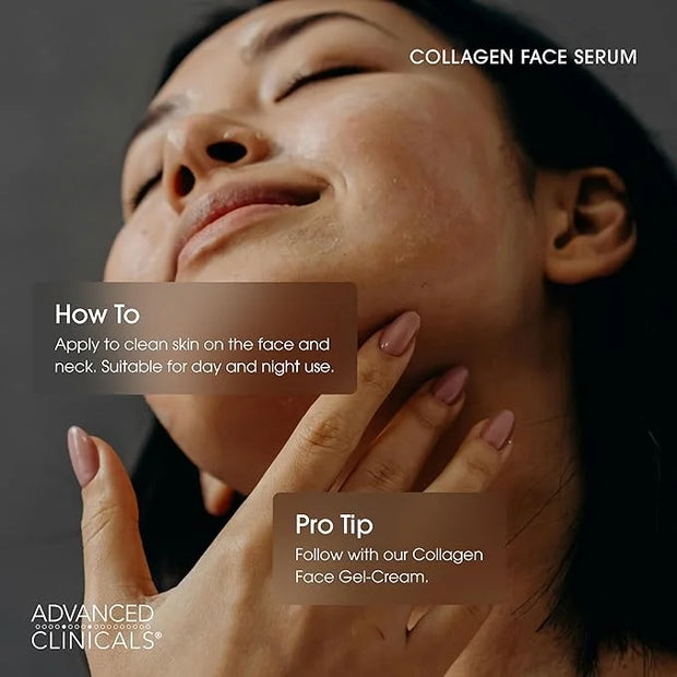 Advanced Clinicals Collagen Serum For Face | Visible Anti Aging Collagen Peptide Serum + Hyaluronic Acid Moisturizer Impro...
