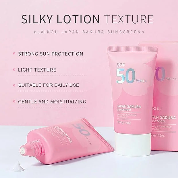 Japan Sakura Sun Cream SPF 50, Sunscreen For Face SPF 50 Sun Protection Over Makeup, SPF 50 Face Moisturiser Non-Greasy + ...