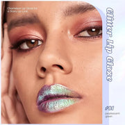 Green Glitter Lip Gloss Liquid Lipstick, Diamond Shimmer Metallic Sparkly Iridescent Chameleon Lip Gloss Gift for Women, L...