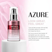 Azure Cosmetics Retinol & Peptides Lifting Eye Serum - Anti Aging, De-Puffing & Revitalizing Dark Circle Corrector - Reduc...