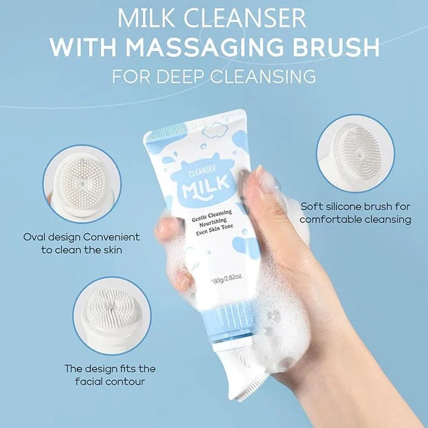 Milk Skin Care Kit, 8Pcs Moisturizing Face Care Set, Deep Clean, Nourish Skin, Facial Skin Care Sets with Cleanser, Exfoli...