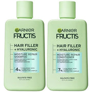Garnier Fructis Hair Filler Moisture Repair Shampoo and Conditioner Set, Hair Care for Curly, Wavy Hair with Hyaluronic Ac...