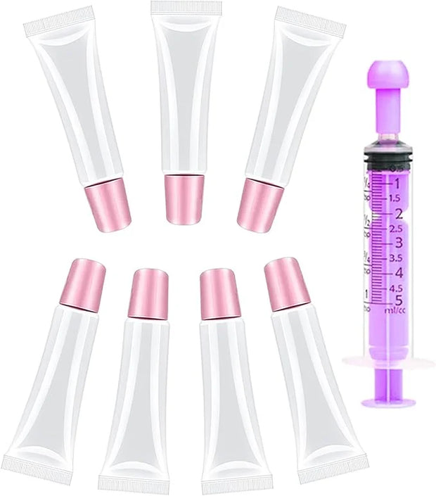 7Pcs Lip Gloss Tubes 10ml - Clear Lip Balm Containers, Refillable Squeeze Tubes for Lip Gloss, Soft Empty Mini Cosmetic Tu...