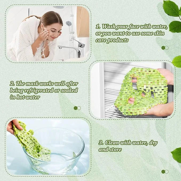 Jade Facial Mask, Jade Sleep Natural Stone Green Facial Cooling Mask, Beauty Skincare Massage Tools for Alleviate Puffines...