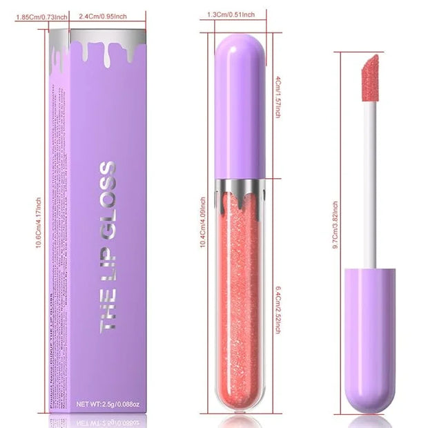 Glitter Liquid Lip Gloss,Peach Shimmer Lipstick, Waterproof Shimmer Lip Stain Lip Glaze, High Shine Long Lasting Shiny Lip...